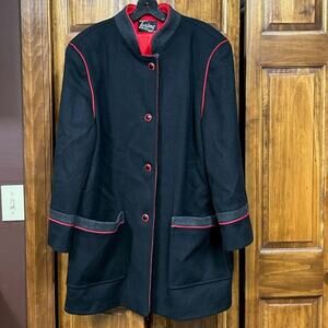 Loring Vintage 70/80s Black and Red Wool Coat